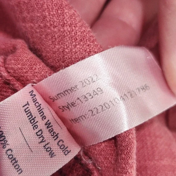 Marine Layer Mens Selvage Short Sleeve Button Down Shirt Red Cotton Slub Large - Picture 9 of 9